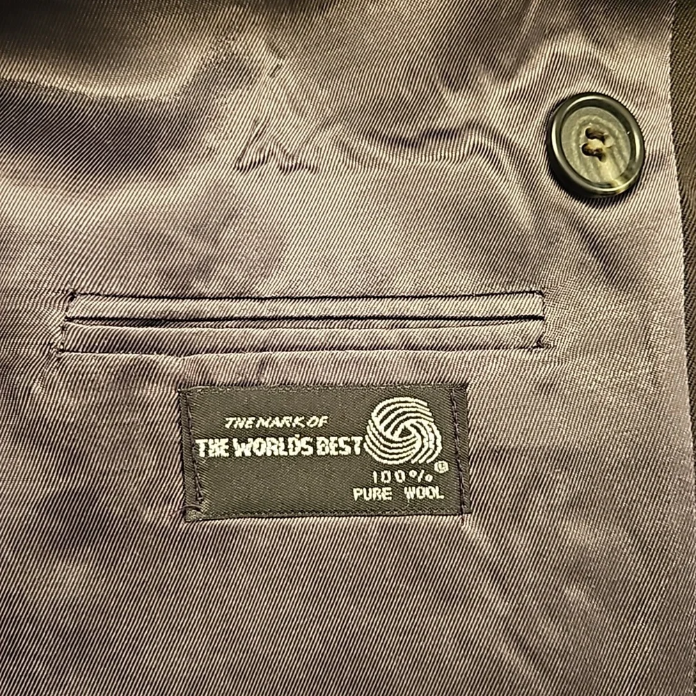 Gianfranco Ruffini Italy 100% Wool Double Breasted Olive Suit 43R / 35.5X31.25 - Picture 5 of 14